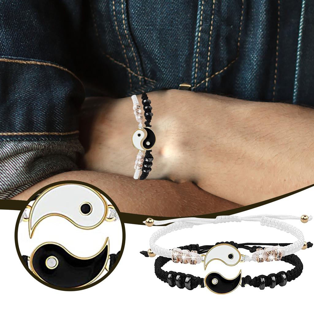 2 Passende Yin Yang Verstellbares Kordelarmband Freundschaft Beziehung Freund