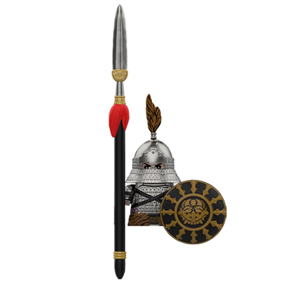 1pcs Ancient Chinese Hero Yue Fei General Military Armor Soldier Action Figures Building Block Sword Helmet DIY Brick Toy Gift