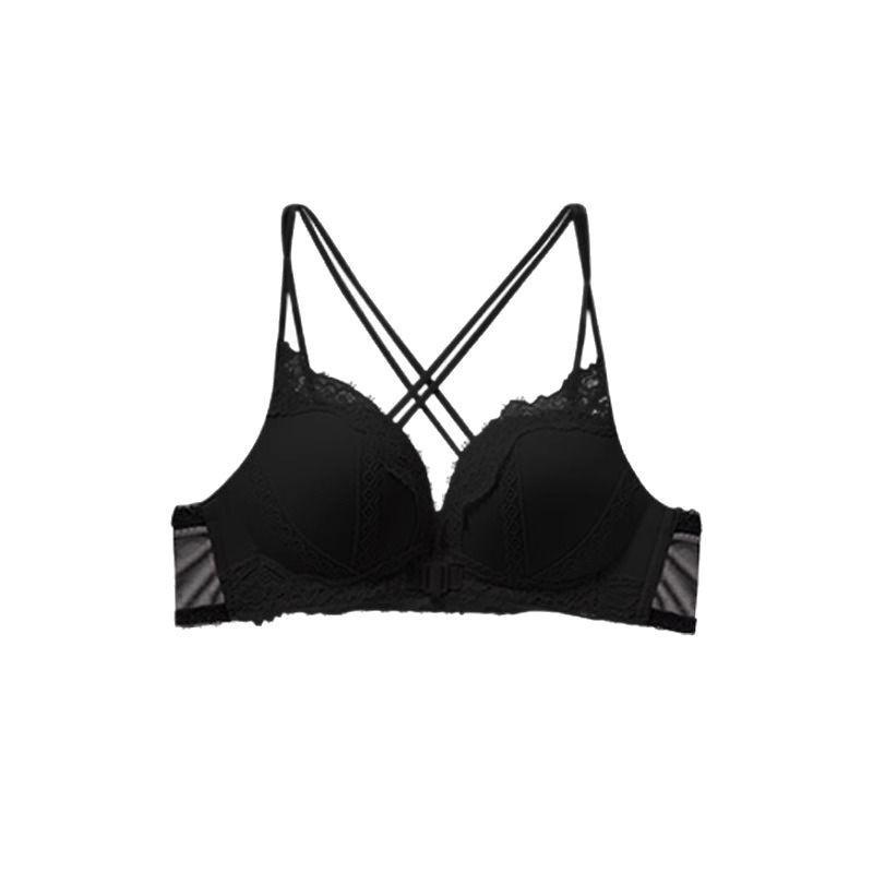 Lace sexy small breasts gather underwear women's front buckle cross back bra sexy pure desire no steel ring comfortable bra
