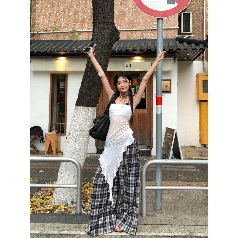 

Garis Модный Сексуальный Стиль Белый Воланы Микро Прозрачный Топ-труба Жилет Женский Летний Слим Необычный Топ White mesh Tube Top L