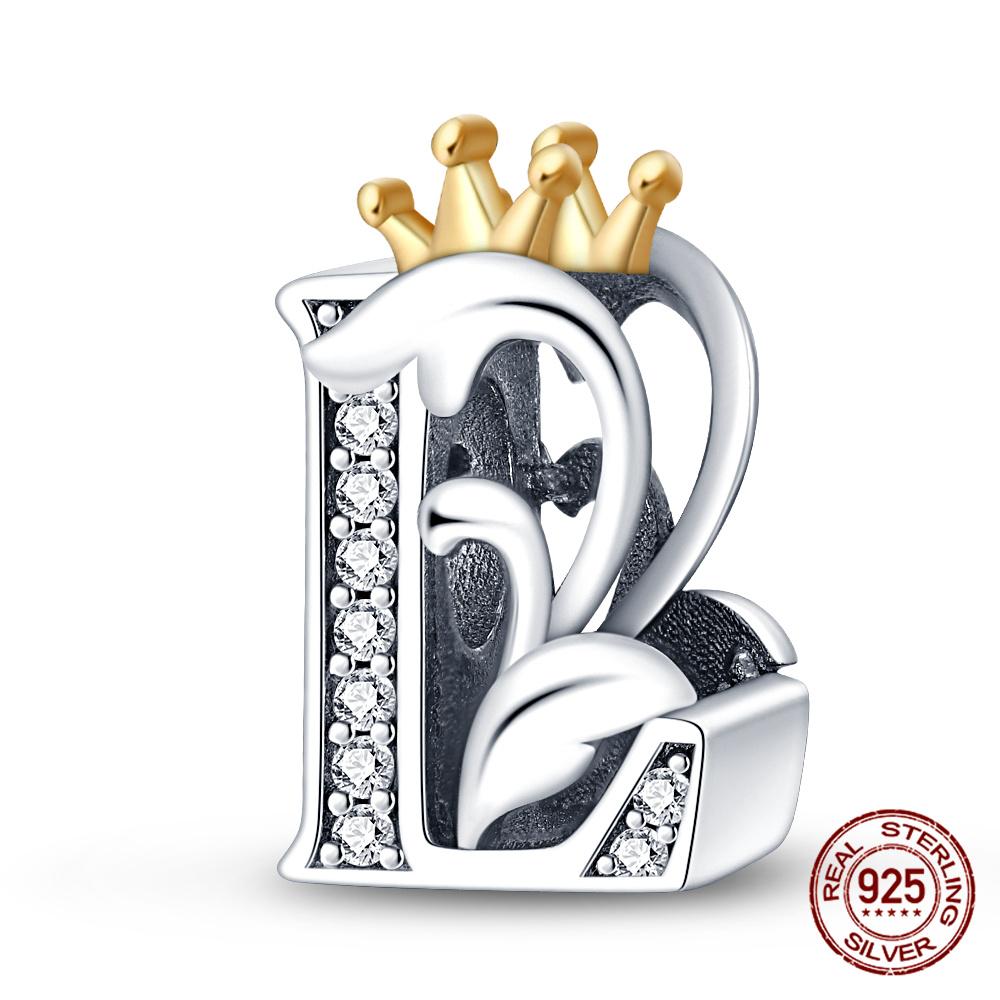 Classic Crown 26 Letters A-Z Copper Charms Fitoriginal Bracelets Diy Jewelry Making For Women Gift