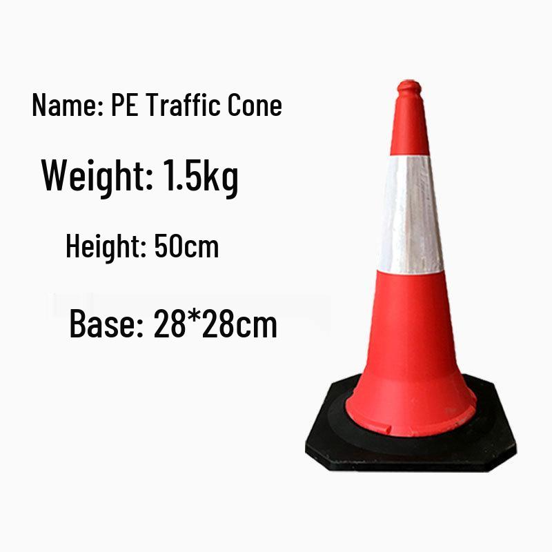 Reflective PE Traffic Cone with Rubber Base Anti-Collision Roadblock