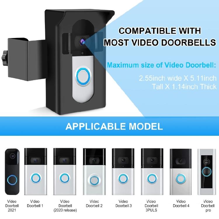 Protective Outdoor Video Doorbell Mount with Hood , No Drilling Required for Easy Setups for Video Doorbell 4/3/3 Plus/2