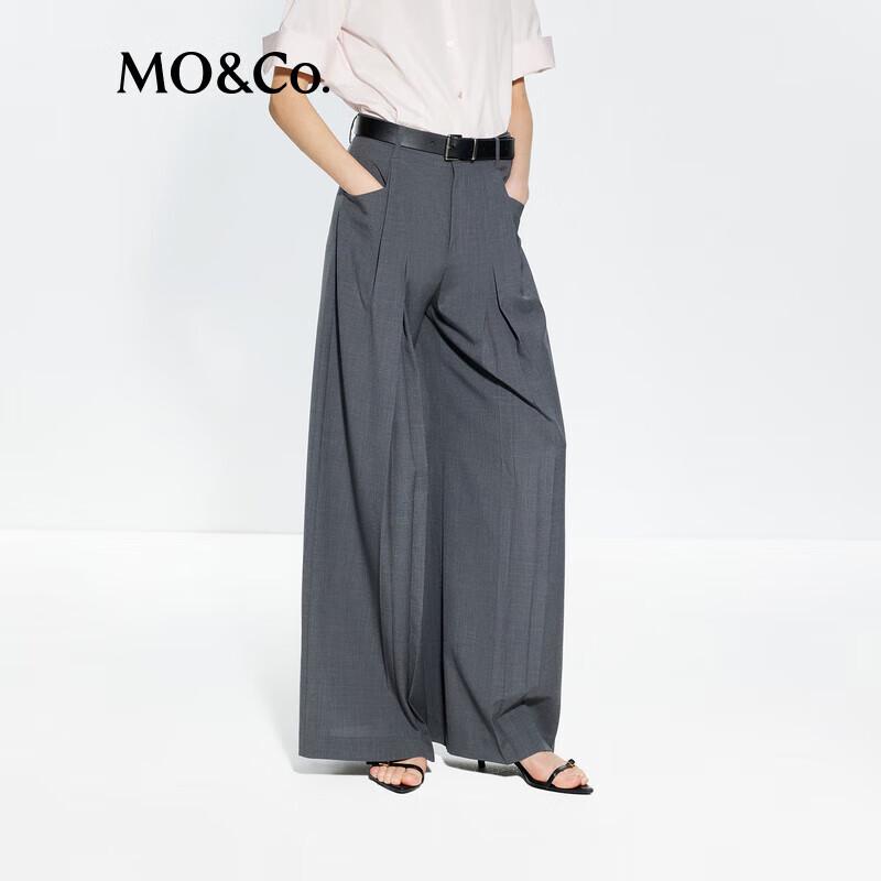 MO&Co. C+ Series Acetate Wool Blend Wide-Leg Trousers