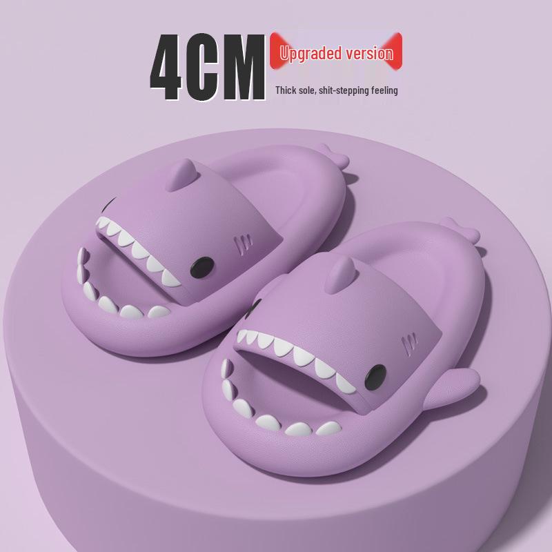 4cm Thick Sole Shark Slippers: Fun Cartoon EVA Slippers for Women, Men & Kids - Unique Stepping Sensation