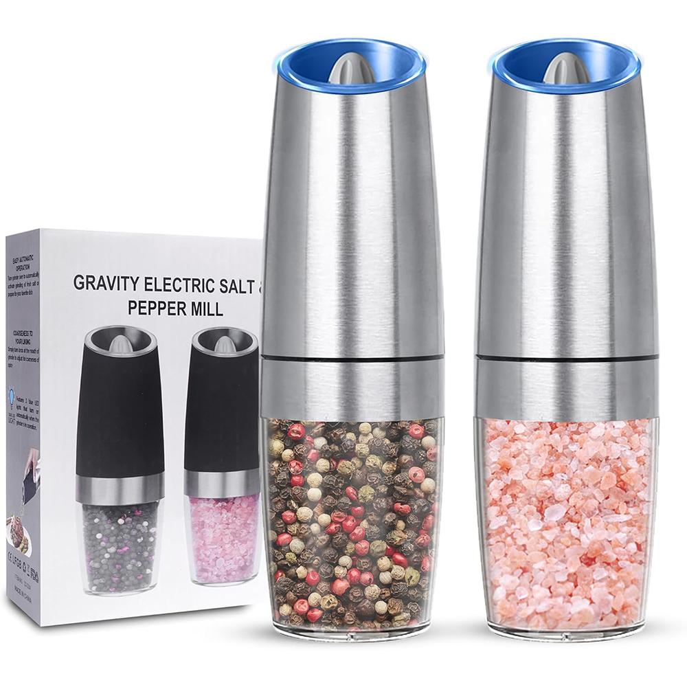 Gravity Electric Salt and Pepper Grinder Set Battery Powered Adjustable Coarseness Mill Grinders Shakers for Kitchen Tools