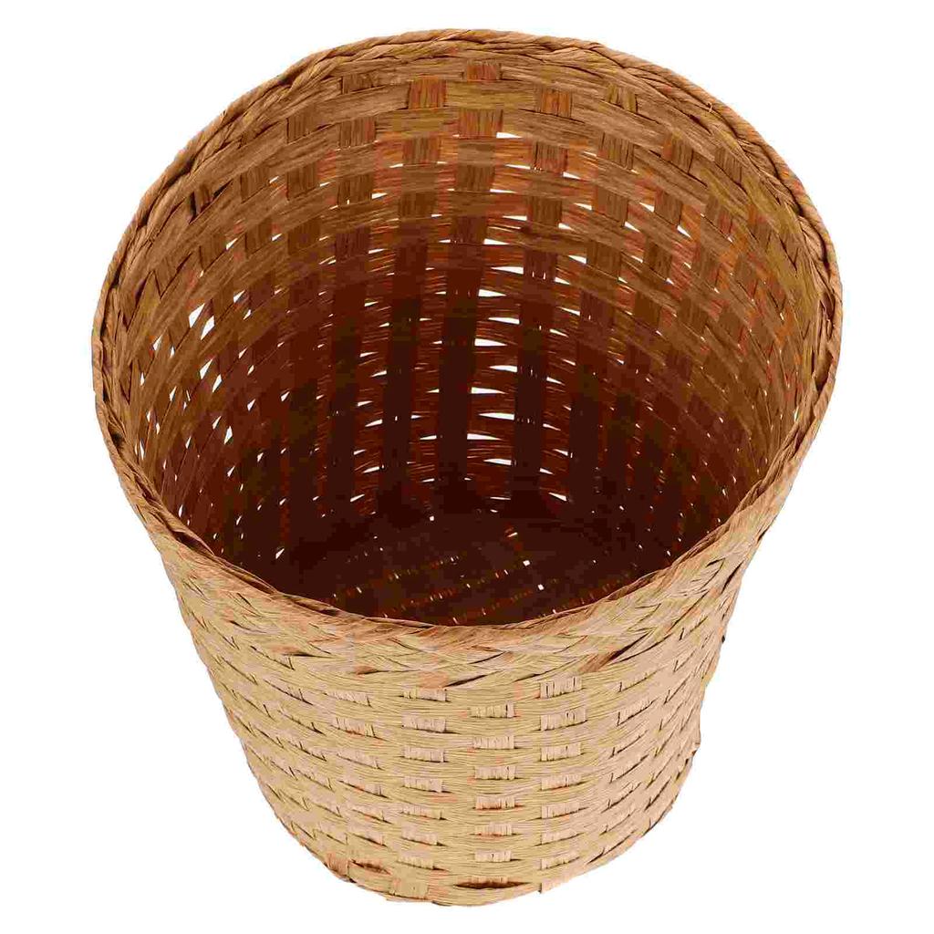 Wicker Trash Can Rattan Waste Basket Small Round Garbage Bin Seagrass Woven Basket Plant Flower Pot Rubbish Recycling Bin