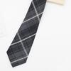 Adjusted Pre-Tied Necktie Vintage Gray Checkered Print Japanese College Bowtie