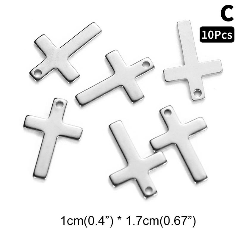 10Pcs/lot Stainless Steel Cross Charms Pendant Religious Jewelry Making DIY Charms Handmade Crafts