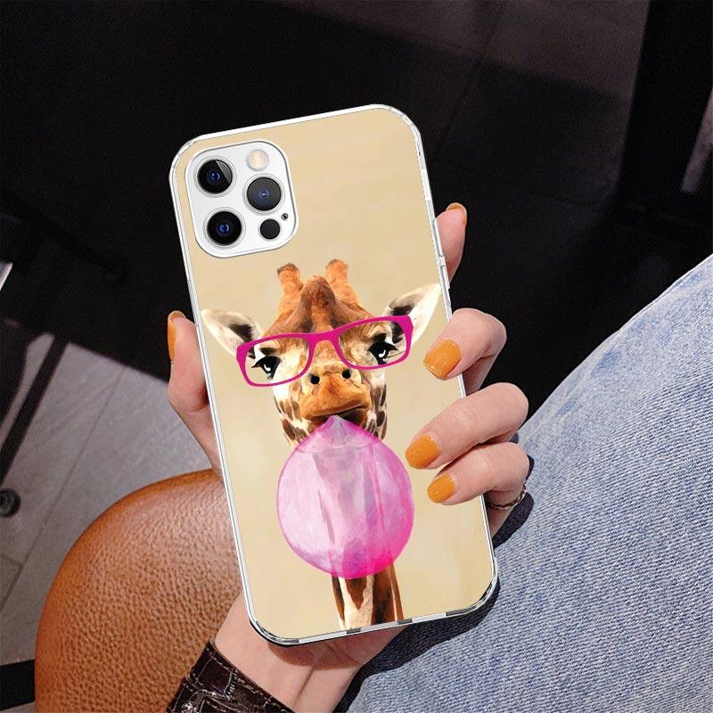 Cute Cartoon Giraffe Animal Phnoe Case for Iphone 17 Air 16 16E 11 12 13 Mini 14 Plus 15 Pro Max 7 8 + SE 2020 Phone Cover Coque