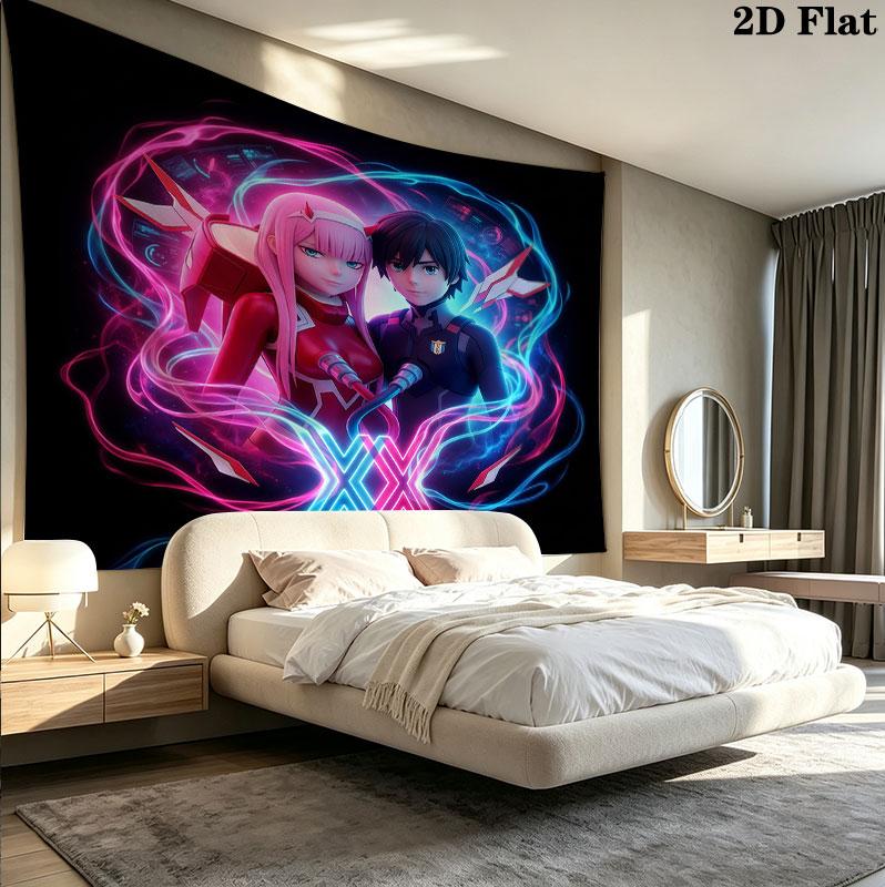 Franxx Wall Tapestry Aesthetic Wall Hanging Printed Fabric Blanket Decorative Tapestries For Bedroom Living Room Home Decor
