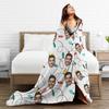 Christmas Lights Photo Face Upload Personalised Custom Plush Blankets Gift for Men Women Girls Boys Throw Blanket for Home Quilt