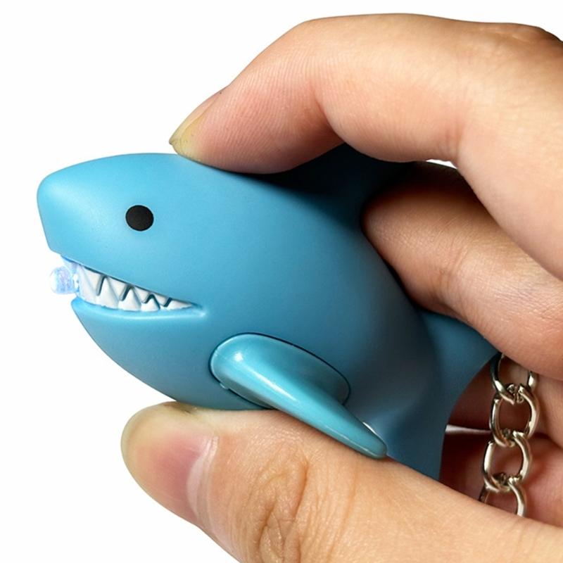 LED Illuminated Shark Shape Keychains Offering Light for Dark Key Finding At Night and As Fun Decorations