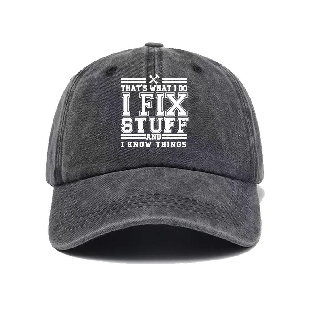 Fix Stuff Cotton Baseball Cap With Embroidered Print For Summer Outdoor Sunshade