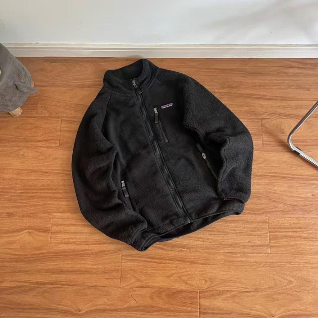 Męski Wysokiej Jakości BATA Retro Polar Wełna Jagnięca Ciepły Stój na Zamku Kardigan Kurtka