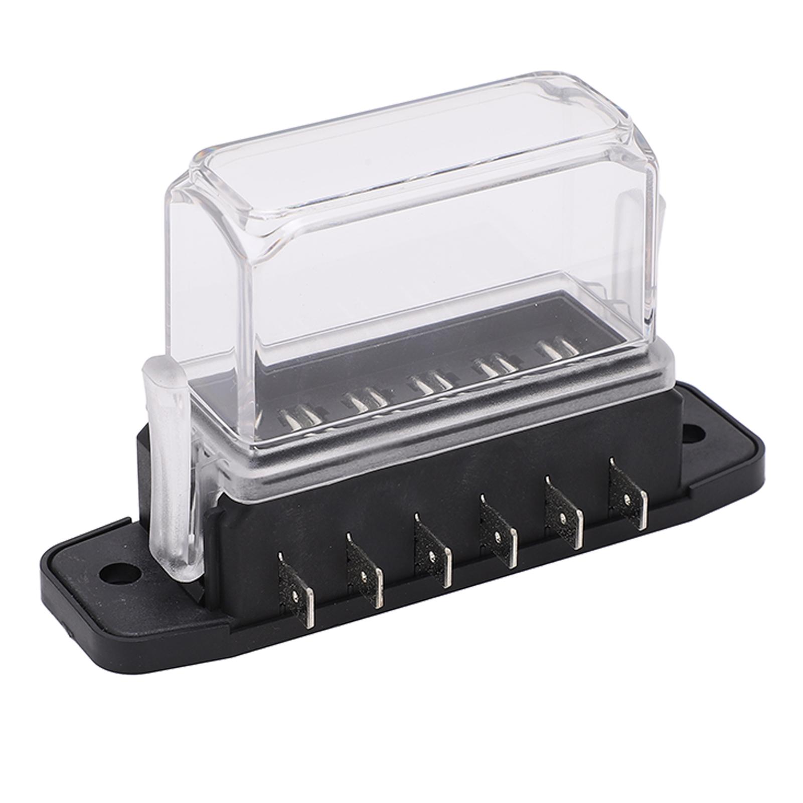 

6 Way Fuse Block with Transparent Waterproof Cover 6 Way Fuse Box for Ship RV DC12V 24V Total Load 45A