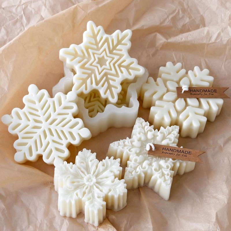 DIY Christmas Snowflake Silicone Candle Mold Handmade Aromatherapy Soap Resin Mold Christmas Candy Chocolate Making Tool Decor