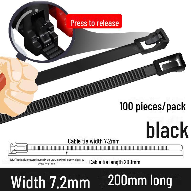 Reusable Nylon Cable Tie with Square Head, Black & White