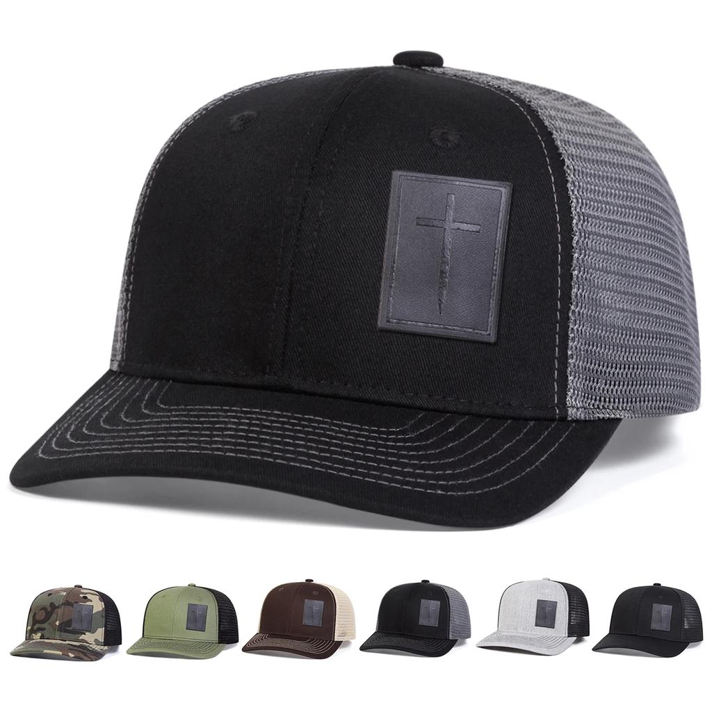 Net Baseball Label Leather Black Cross Neutral Gender Women Men For Caps Spring Summer Outdoor Adjustable Casual Hats Dad Hat Sunscreen Hat