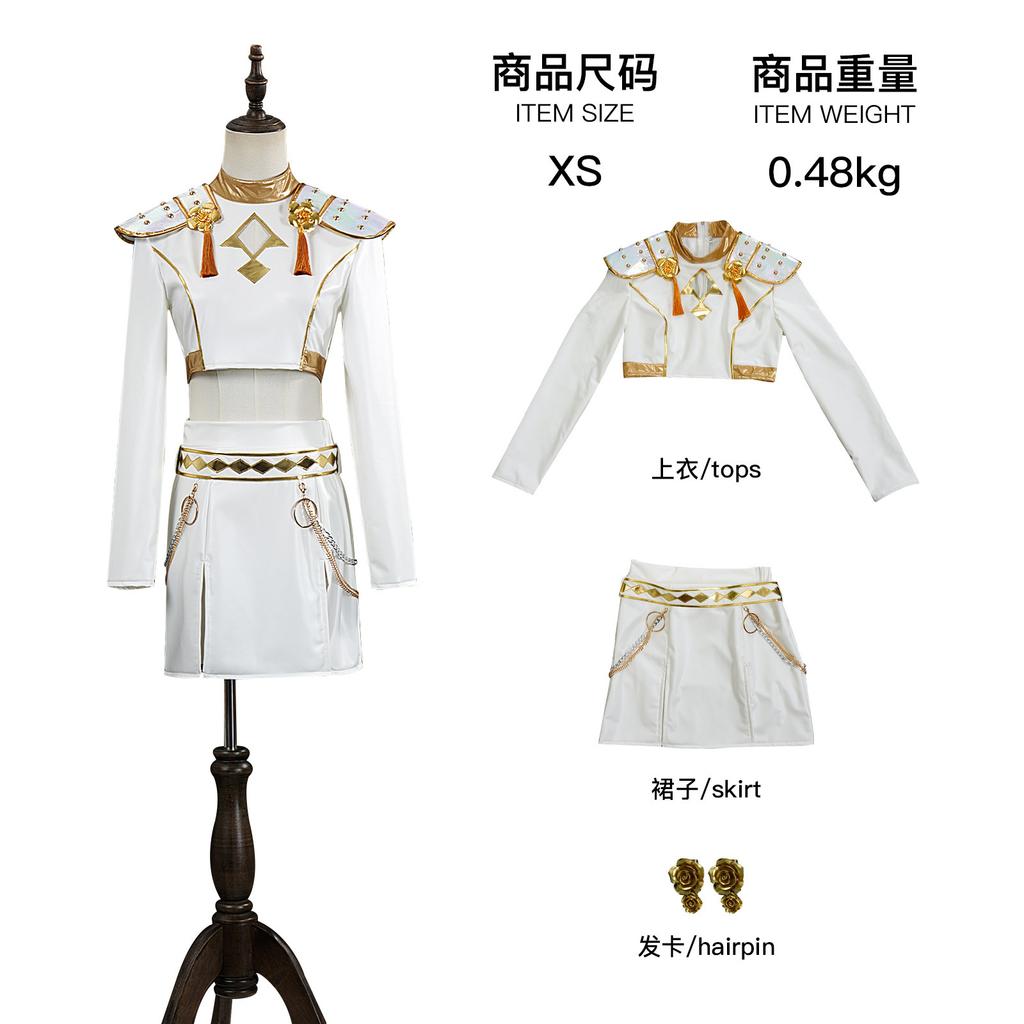 KPop Demon Hunters Kids Rumi Zoey Mira Cosplay Glitter Costume White Uniform Set Huntrix Outfit for Girls  Halloween Role Play