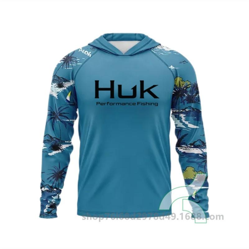 Mens UPF 50 Quick-Dry Fishing Shirt With Hood Long Sleeve Breathable Outdoor T-Shirt Angling Wear