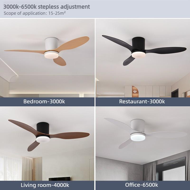 Bedroom Variable Frequency Ceiling Fan Lamp Retro Simple Suspended Lighting Fan Household Silent Ceiling Fan Light