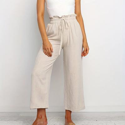 Femei primăvară vară elastic cu talie înaltă culoare uni pantaloni casual Ninth