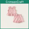 Mädchen Sommer Gingham Zweiteiler Set mit Spitzenshorts für Kinder Alter 3 bis 8