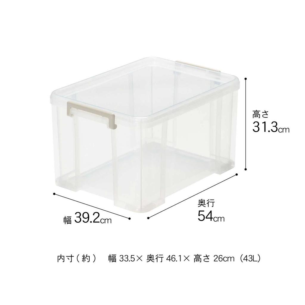 Sanka Storage Box with Lid and Casters Container Tracks 54 L Clear X Depth 54 X Height Closet Sturdy Lock Buckle Made In Japan (Width 39.2 31.3 Cm)