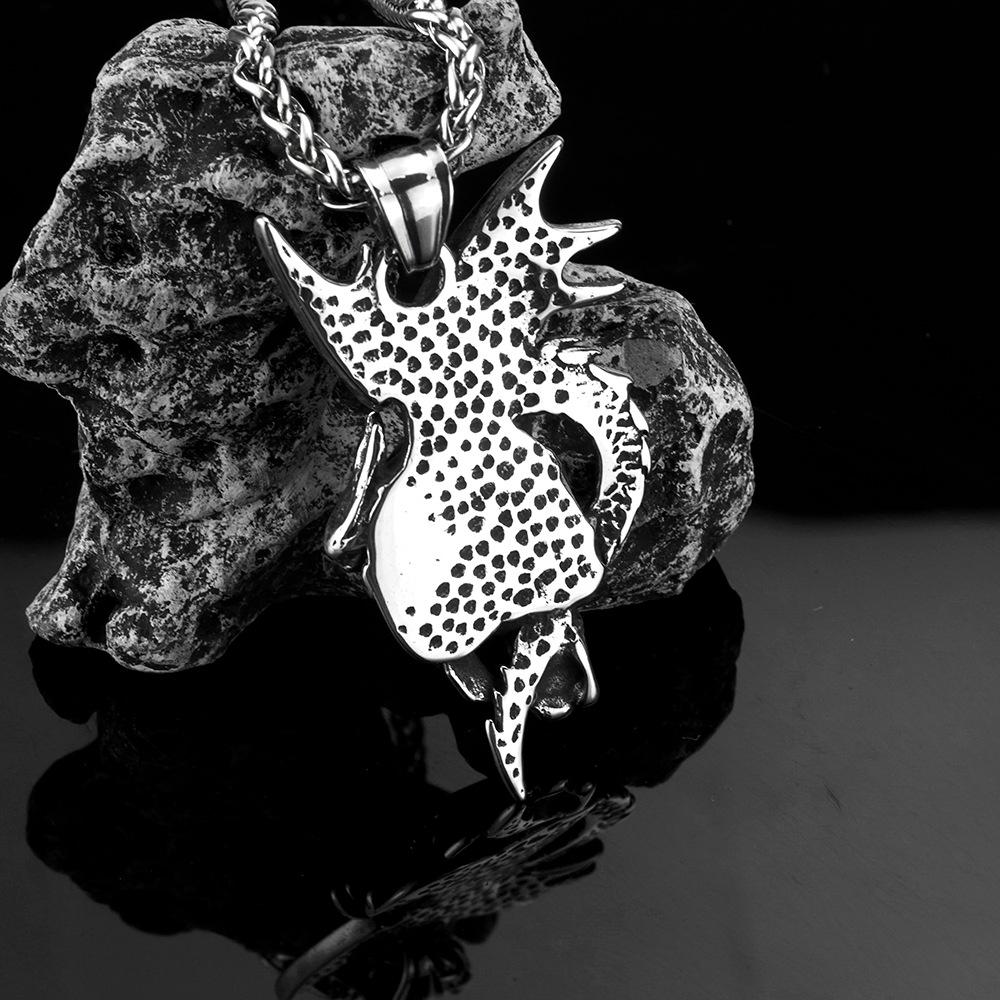Vintage Dragon Skull Pendant Stainless Steel Men's Necklace