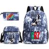 Mochila escolar de gran capacidad con correa para el hombro; set de tres piezas para estuche de lápices de estudiante