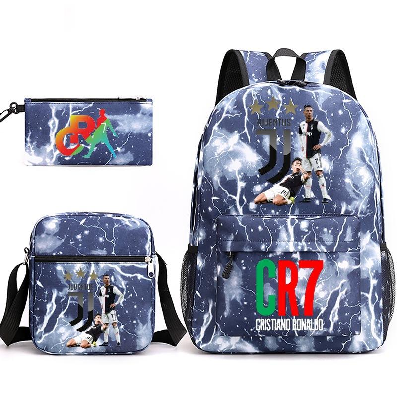 Mochila escolar de gran capacidad con correa para el hombro; set de tres piezas para estuche de lápices de estudiante