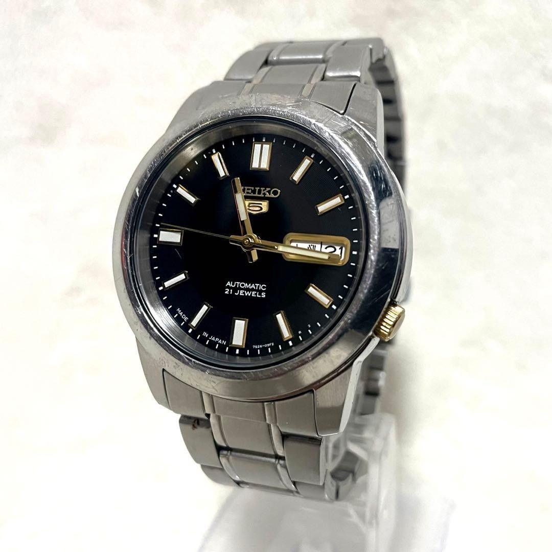 SEIKO5 Seiko automatic watch 7S26 back skid black dial day date men s working item