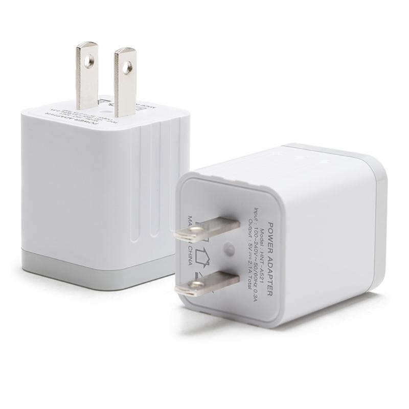 Minimalist Design Two USB Charger Portable Fast Charging Block for Use in Office, Home, or On the Go