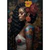 Afro Girl with Flowers Wall Art Pictrues African Beauties Flowers Fashion Canvas Painting Prints Posters for Living Room Decor