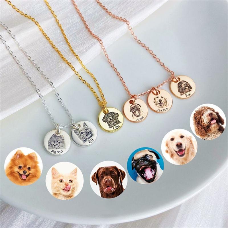 Personalized Gifts for Mom Dog Mom Custom Dog Portrait Necklace Personalized Pet Portrait Necklace Memorial Gift Dog Custom Gift 40cm