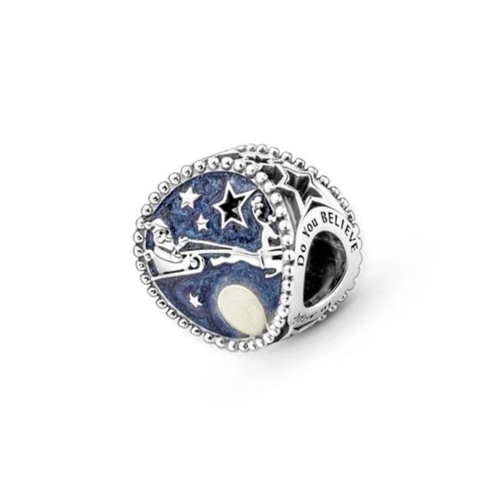 

925 Silver Blue Night Sky Charm Pendant Sparkling Jewelry Gift for Women Fit Original Bracelet Accessories