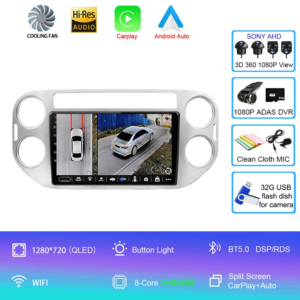 Car Radio Android 14 Wireless CarPlay Auto for VW Volkswagen Tiguan 1 NF 2006-2016 Multimedia Video Player Stereo GPS 2din Navi