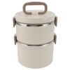 Insulated Food Container 304 Stainless Steel PP Stackable Portable Round Bento Lunch Box with Spoons for School Office