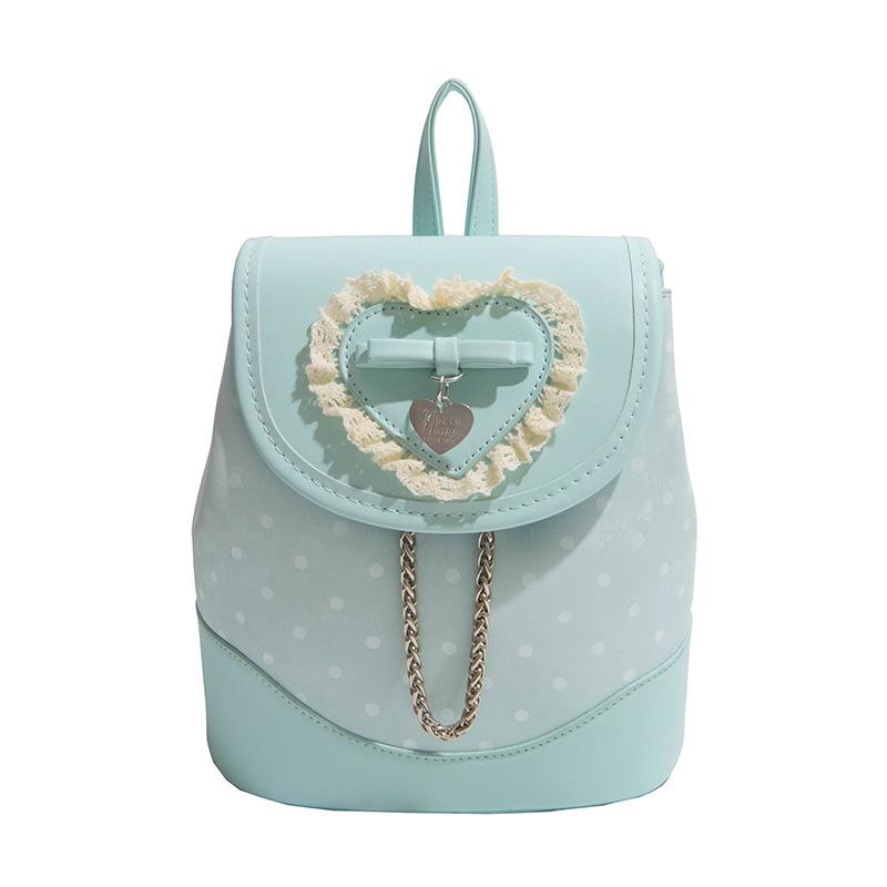 Schoolbag Korean lace bow backpack women's 1011 summer new sweet student schoolbag foreign style polka dot backpack