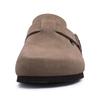 Fashion Crestar Women's Suede Clogs Lady Fashion Buckle Leather Mules Comfort Cork Footbed Potato Shoes with Arch Support Beach Sandal