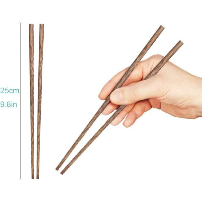 10-Pairs Wooden Chopsticks, Dishwasher Safe Chopstick,RebleNatural Healthy, Chinese Classic Style for Kitchen, Dining Room, Gourmet, Noodles (9.8