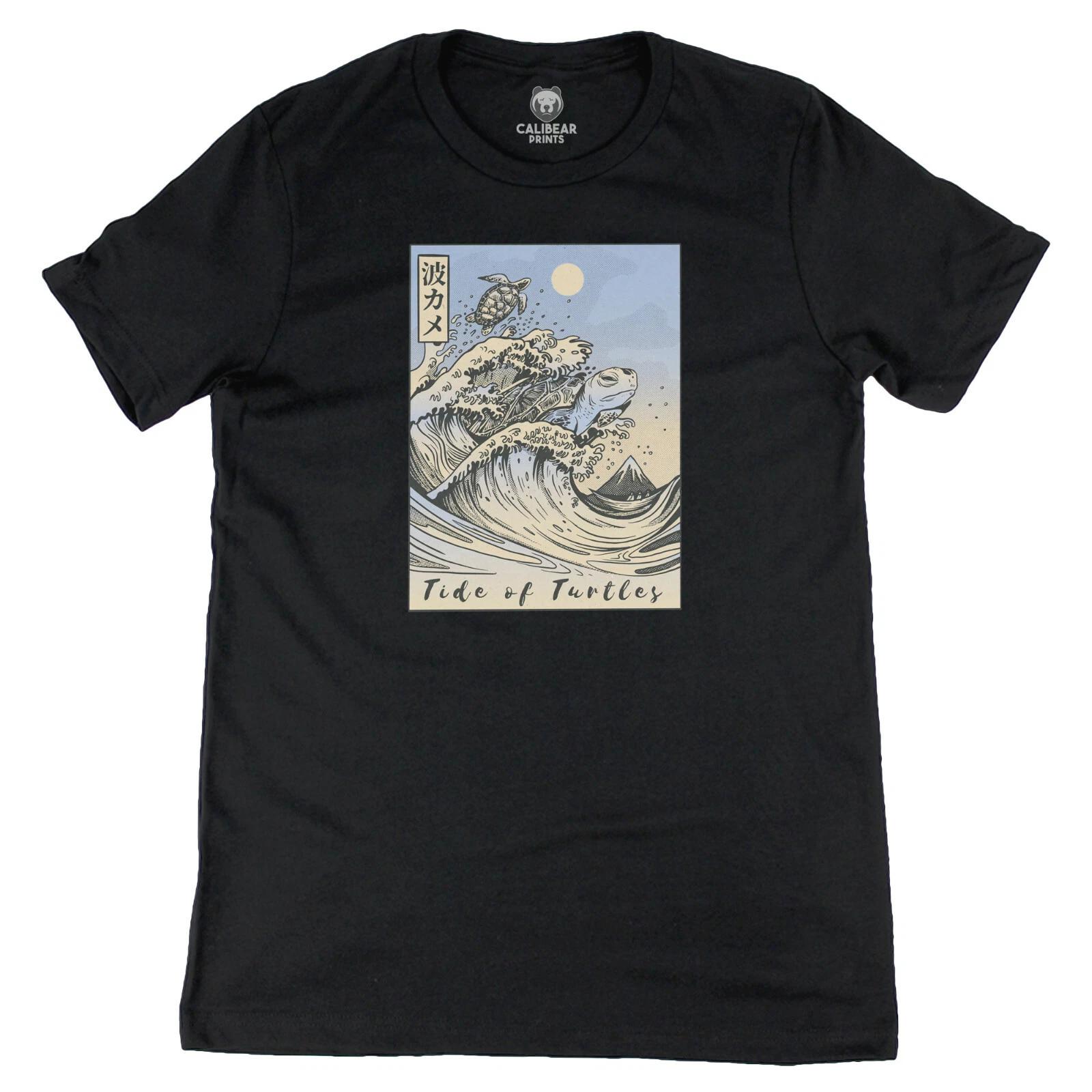 Tide of Turtles Ocean Waves Nature Graphic Art Tee Novelty T-T-Shirt XL