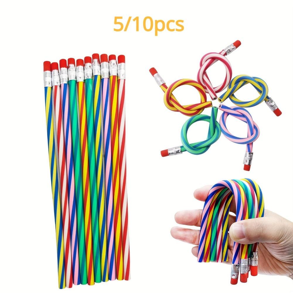 5/10pcs Soft & Bendable Magic Pencils  Colorful Stripe Design Perfect for Kids & Students Classroom Gifts & Back To School Supplies