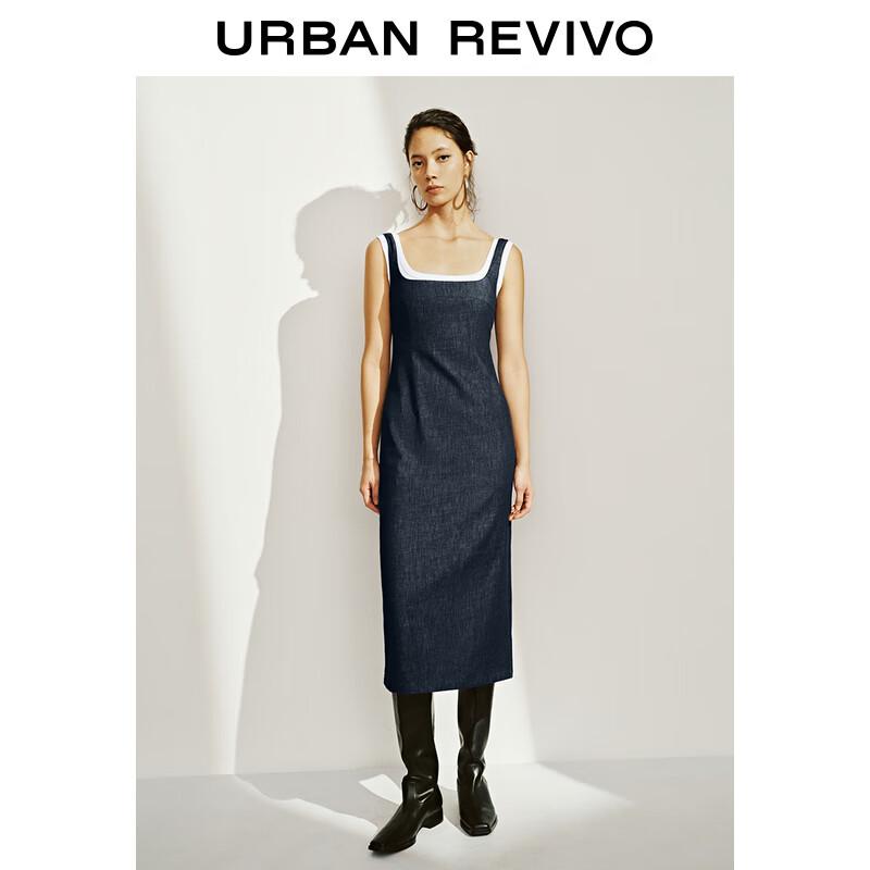 

Женское ретро джинсовое платье UR с имитацией двух частей и разрезом сзади M