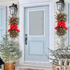 Christmas Stair Decoration Wreath with Pinecones&Bowknot Bell Xmas Tree Pendant Hanging Stairs Garland for Front Door Decoration