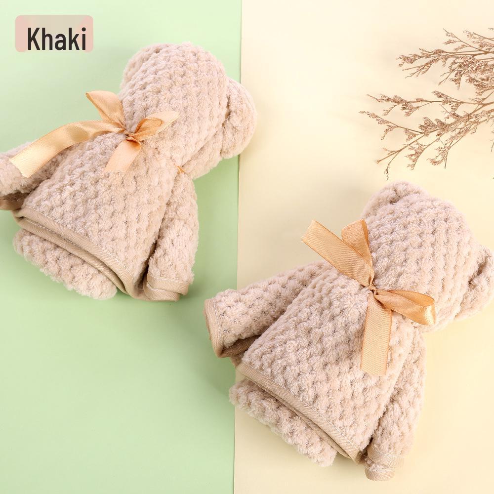 Red Plaid Little Bear Coral Fleece Wedding Favor Towel Gift Box