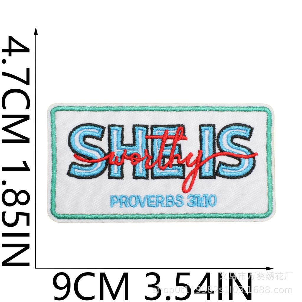 Believe In Light Positive Energy Embroidery Cloth Sticker Bag Decoration Jesu Patch Sticker Faith English Alphabet Embroidery Seal Ironing