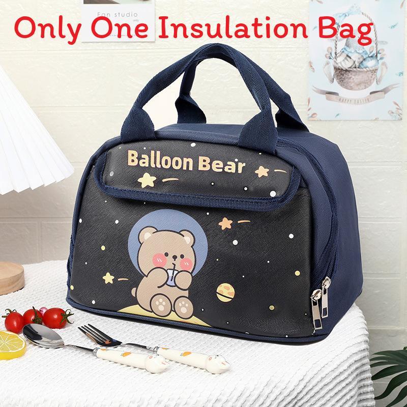 

Cartoon Cute Insulated Lunch Bag For Office Workers With Thick Handle And Portable Design Style A