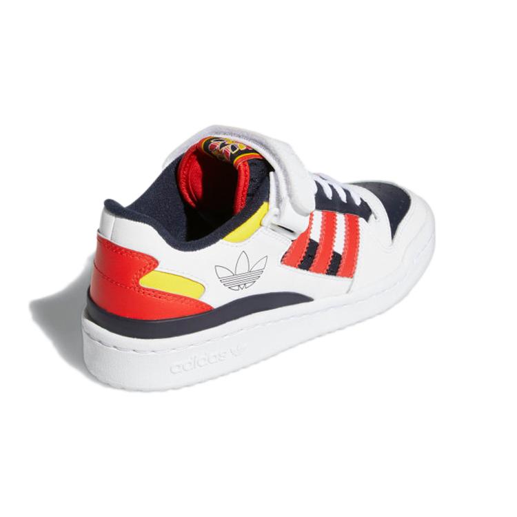 adidas Originals FORUM Cushioning, Wear Resistant Low Top Skateboard Shoes White Blue Red Teenagers H04423